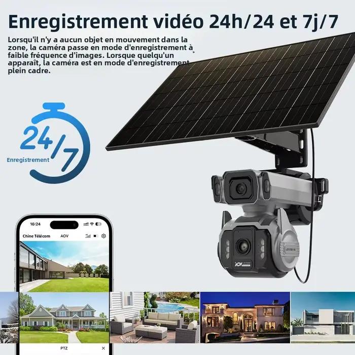 Caméra de surveillance extérieure solaire LS VISION avec enregistrement vidéo 24h/24 et 7j/7