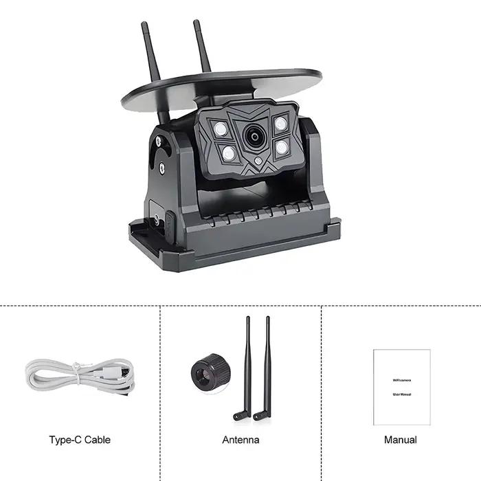 Caméra WiFi sans fil 1080P, énergie solaire, caméra de recul magnétique pour iPhone Android BSD Ai,