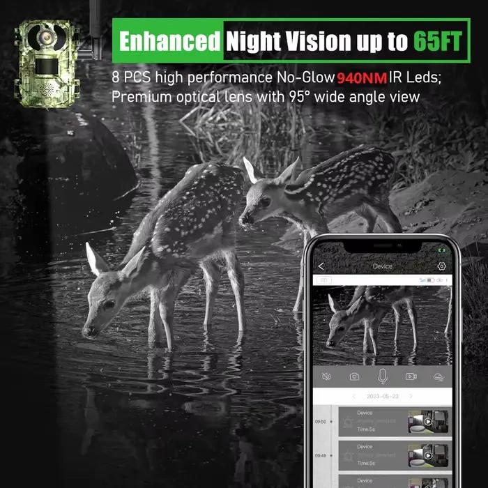 Caméra de chasse UCON APP EU 4G 2K 4W avec batterie 7800mAh