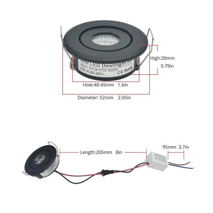Mini LED Downlight plafonnier COB 3W bricolage ciel étoilé armoire lumières coupé maison 40-45mm AC8
