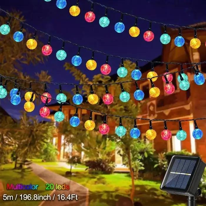 5M/6.5M étanche solaire bulle boule lumière chaîne lumières extérieure
