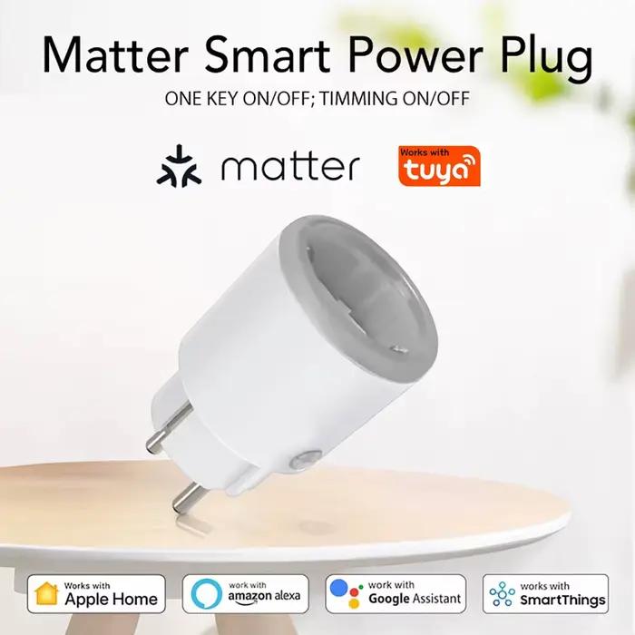 Prise d'alimentation intelligente Tuya Matter Compteur de Puissance Compatible Wi-Fi Alexa Google Home Smartlife Homekit Blanc Rouge Noir Vert Occasions Spéciales Modernisation Maison Bureau