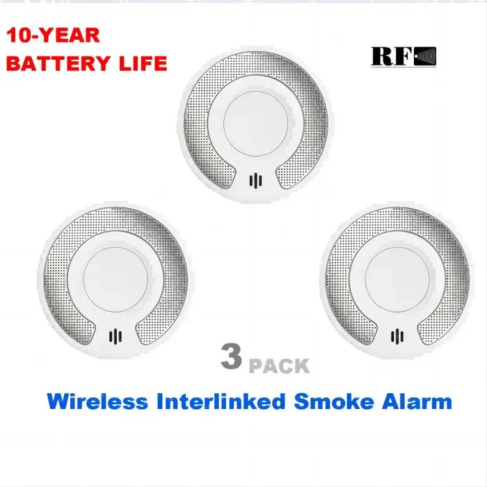 Détecteur de fumée/télécommande interconnectée par batterie de 10 ans