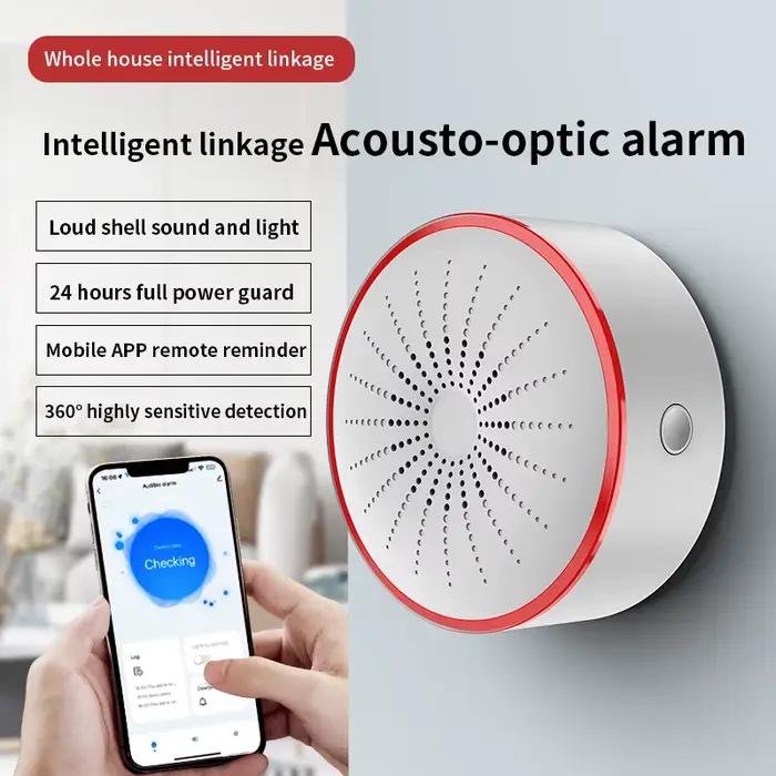 Tuya Wifi Zigbee sirène intelligente alarme pour la sécurité de la maison capteur d'alarme sonore et lumineuse vie