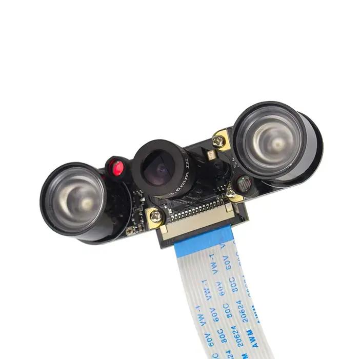 Caméra de Vision nocturne Raspberry Pi avec 2 lumières infrarouges 5MP OV5647 Webcam 75 175