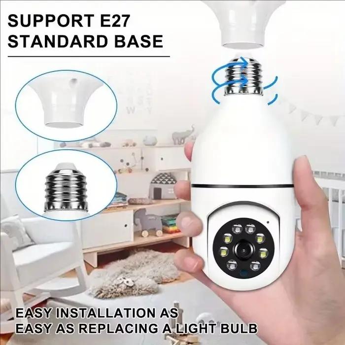 Caméra de surveillance extérieure E27 avec vision nocturne automatique couleur