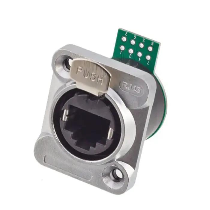 Connecteur Ethernet RJ45 Industriel Micro CAT5E CAT6A Prise Réseau 8P Type D Montage Panneau Droit Angulaire Maison Connectée Occasions Spéciales