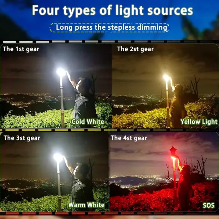 MOSLIGHTING Charge solair camping super lumière avec aimant ajuster la luminosité de la lumière à vo