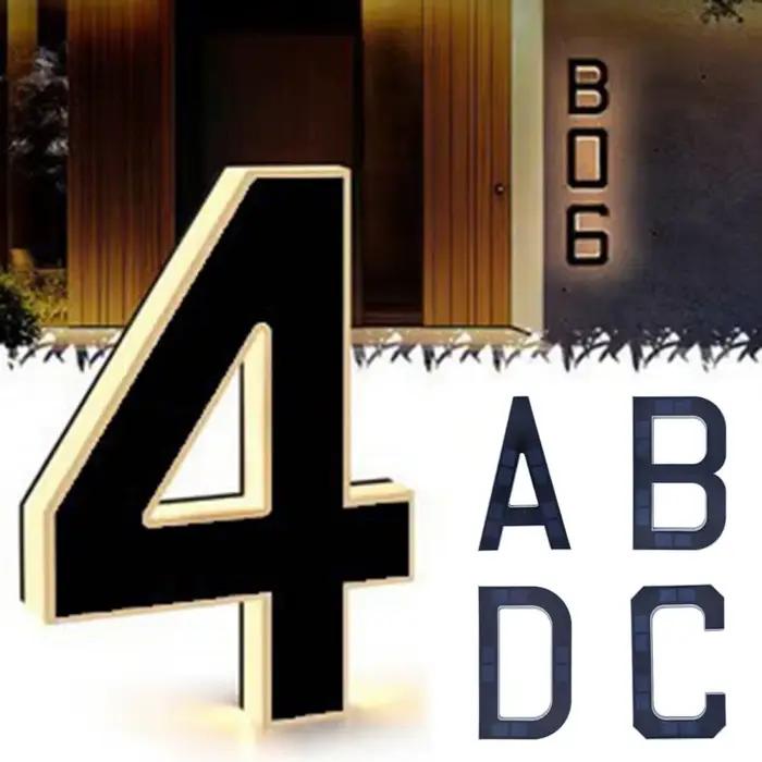 Plaque d'adresse solaire moderne à LED avec capteur de lumière