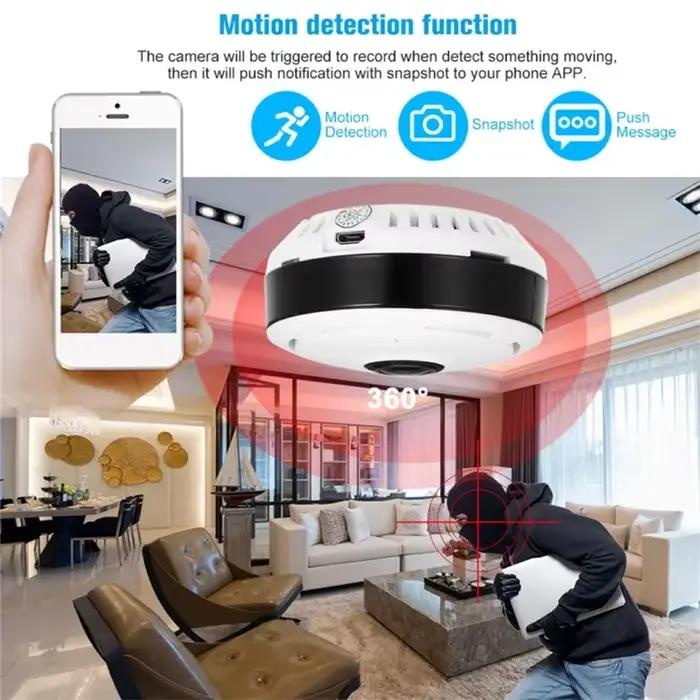 Caméra de surveillance Wi-Fi 360° AEVYVKV avec audio bidirectionnel pour sécurité maison et animaux de compagnie occassions spéciales