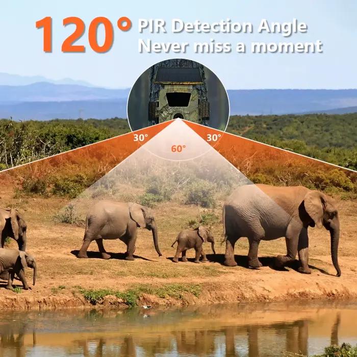 Nouvelle Caméra de Chasse Solaire 2026 4K 5K 60MP WiFi Étanche IP66 Grand Angle Vision Nocturne pour Surveillance Extérieure