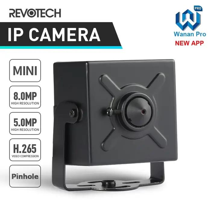 Caméra de surveillance intérieure IP POE REVOTECH Mini Pinhole 3,7 mm 8MP pour la maison, compatible