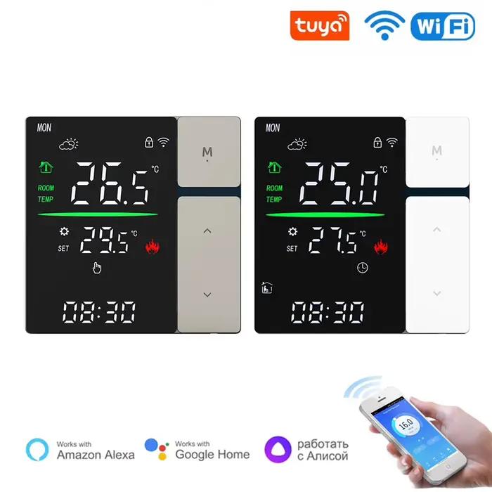 Thermostat intelligent WiFi Tuya SDM5 AC90~240V pour chauffage au sol/chaudière à gaz murale/chauffage de l'eau