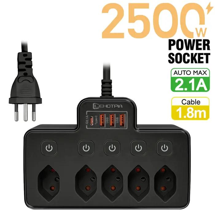 Prise suisse prise ca multiprise interrupteur séparé 1.8M rallonge avec Ports USB Type C adaptateur réseau de Charge de téléphone