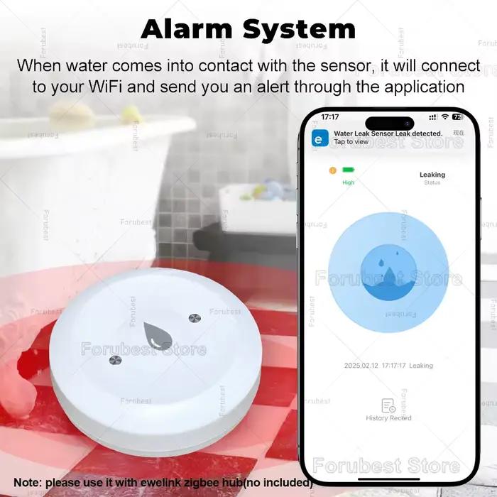 Capteur d'eau Zigbee 3.0 avec alerte de fuite d'eau et système d'alarme de sécurité pour protection maison et local commercial occassions spéciales
