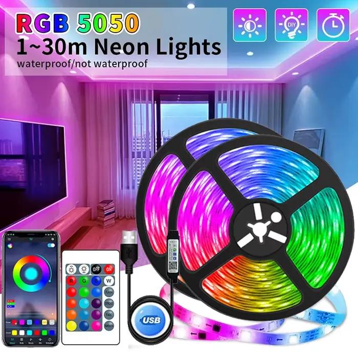 Bande lumineuse LED USB flexible pour décoration de salon chambre fête avec contrôle Bluetooth télécommande infrarouge et application mobile occasion spéciale