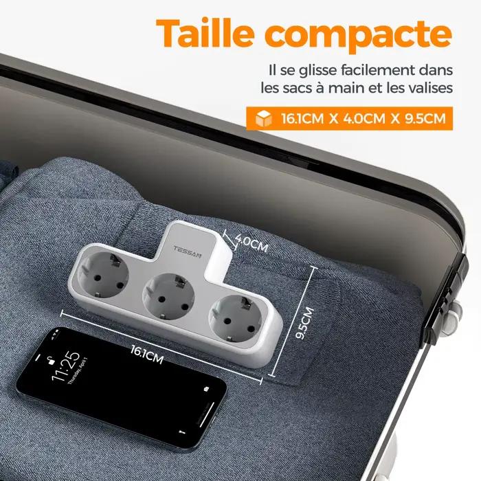 TESSAN prise murale Multiple avec 3 prises ca Ports de charge