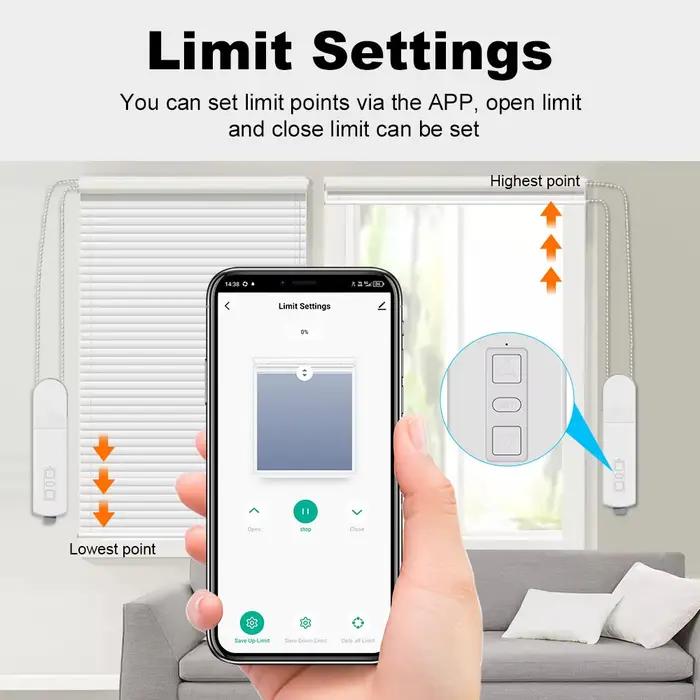 Moteur de rideau électrique intelligent Zigbee pour stores et volets roulants rechargeable compatible Alexa Google Home et Tuya avec télécommande