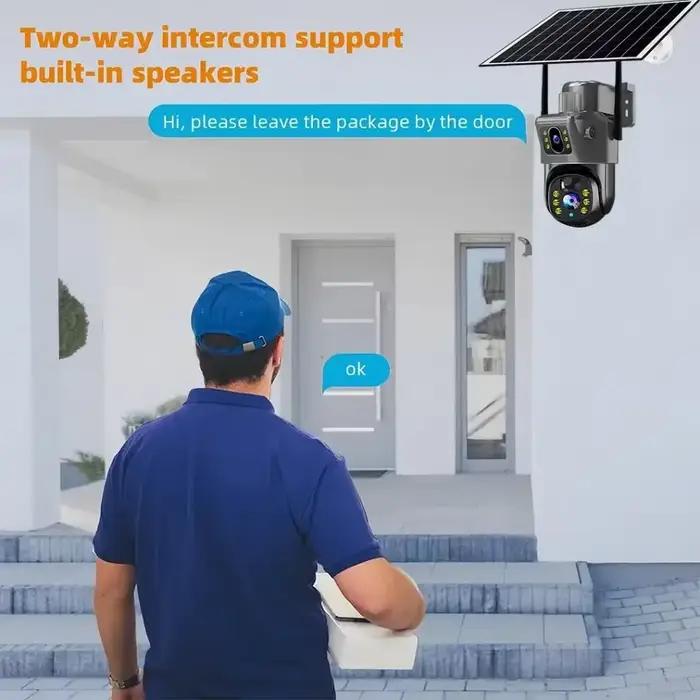 2026 extérieur 4K 8MP caméra solaire sans fil 4G Sim double objectif Wifi IP PIR HD
