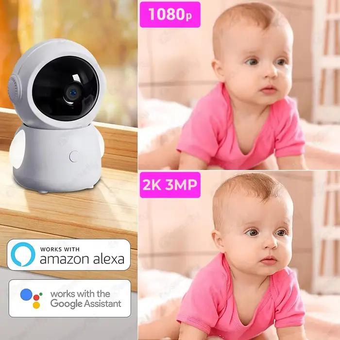 2k 3MP Wifi Moniteur pour bébé avec deux caméras Écran divisé Téléphone