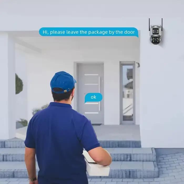 Icsee 8MP 4K WiFi caméra extérieure double objectif