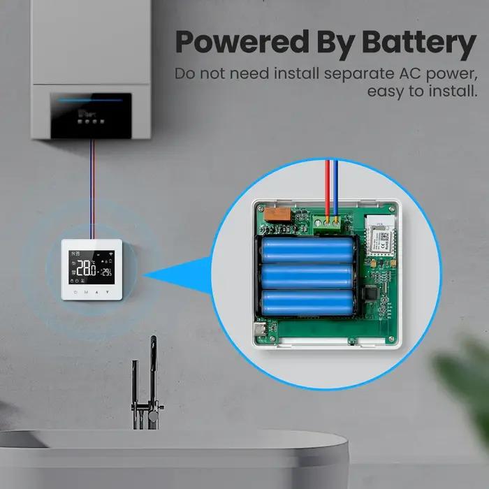 Thermostat intelligent AVATTO WiFi ZigBee avec commande vocale et application Tuya Smart Life en Gris clair ou Vert clair pour maison connectée