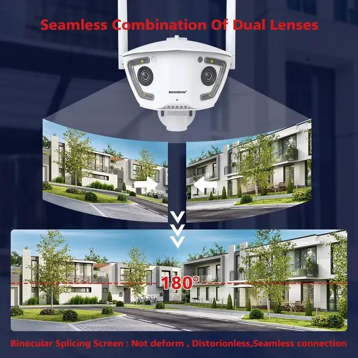 Caméra de surveillance Wifi extérieure 4MP POE double objectif 180 °