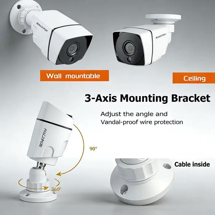 Caméra de sécurité analogique HD 720p/1080p SIMICAM avec filtre IR-CUT pour surveillance intérieure et extérieure, résistance aux intempéries, vision nocturne, installation facile et haute qualité d'image pour maison et bureau