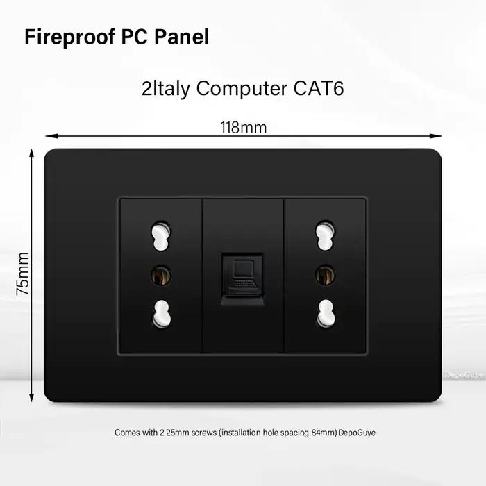 Prise de courant noire italie chili avec USB intelligente type-c charge rapide