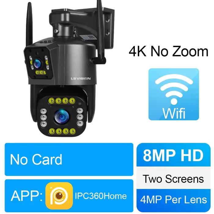 LS VISION 10K trois écrans WiFi caméra de sécurité extérieure 10x Zoom suivi automatique Wifi caméra