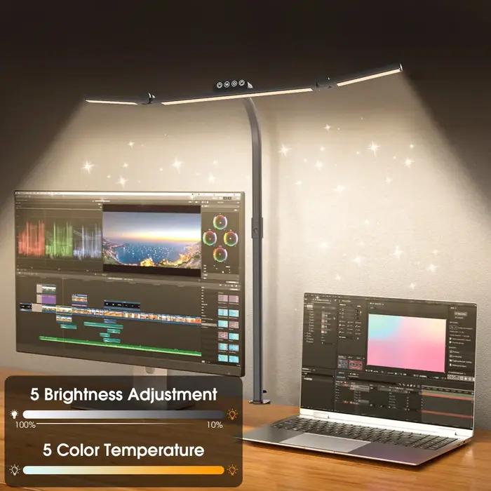 Lampe de bureau LED à intensité variable, flux lumineux 249-2000, 5 couleurs et niveaux de luminosité pour un environnement de travail confortable et créatif