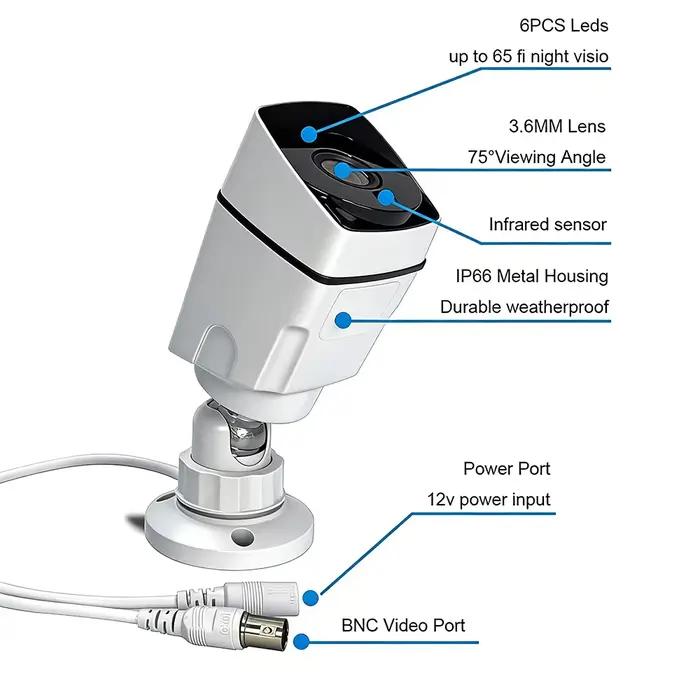 Caméra de sécurité analogique HD 720p/1080p SIMICAM avec filtre IR-CUT pour surveillance intérieure et extérieure, résistance aux intempéries, vision nocturne, installation facile et haute qualité d'image pour maison et bureau