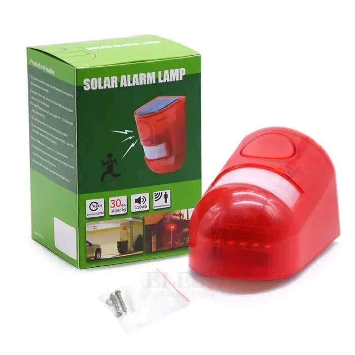 Détecteur de mouvement à infrarouge solaire avec sirène stroboscopique 110dB pour sécurité maison et jardin imperméable 30 jours d'autonomie