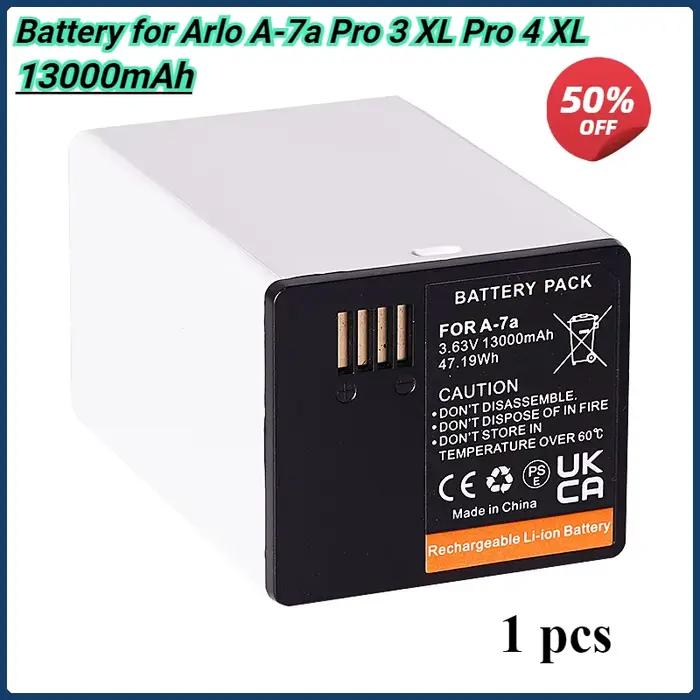 Batterie 3.63V 13000mAh pour Arlo A-7a Pro 3 XL Pro 4 XL, caméra de surveillance, projecteur, batter