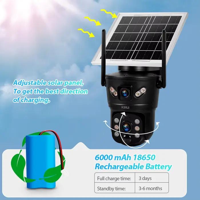 KERUI Imperméable en plein air 6MP 4G SIM WIFI caméra solaire