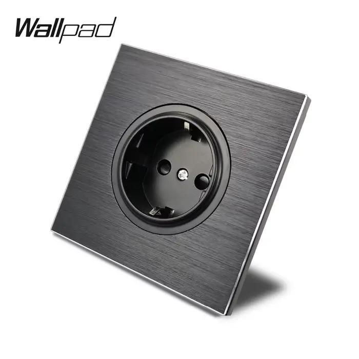 L6-Prise électrique murale Schuko EU en aluminium noir