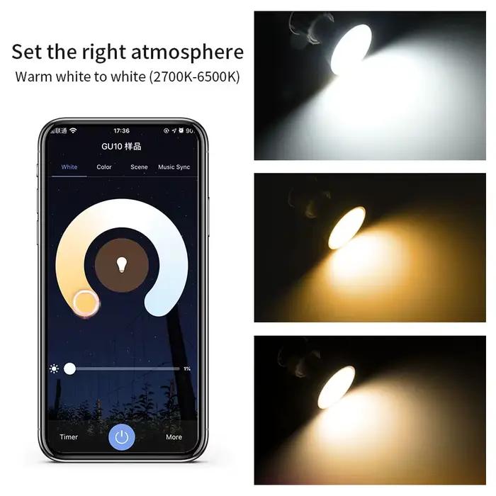 Ampoule Led GU10 Wifi Tuya Smart Life Ampoule de Projecteur 925 Lumens Connectée à Alexa Google Smart Home Salon Occasions Spéciales