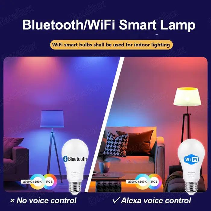 Tuya E27 lampe à LED App contrôle Bluetooth/WiFi ampoule LED 15W RGB CW WW