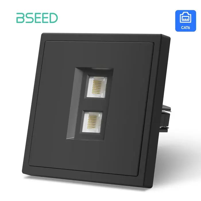 Prise murale BSEED avec panneau de verre pour Internet, TV, téléphone et ordinateur - Installation encastrée pour un design moderne et sécurisé