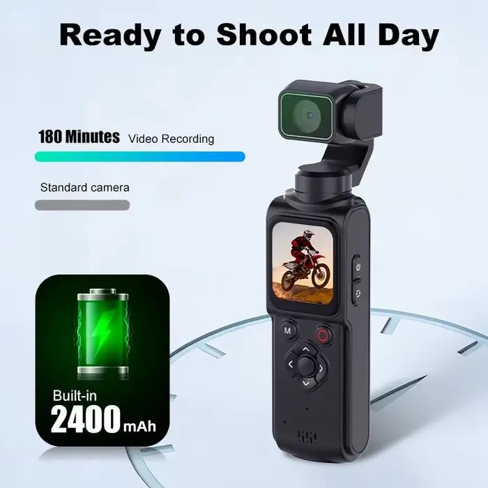 Caméra de poche 4K Vlog avec stabilisateur et fonction 330 °