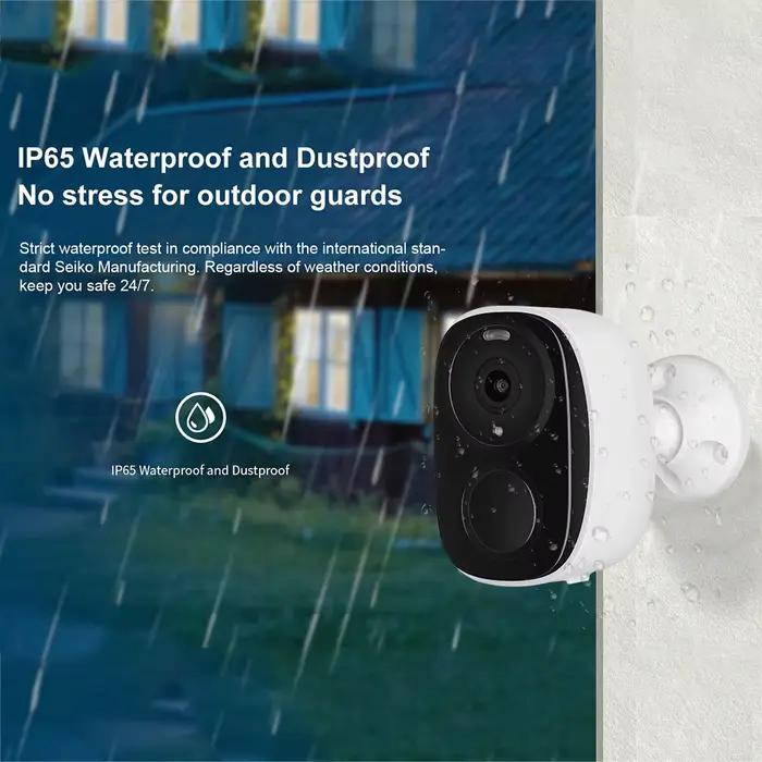 Caméra de sécurité WiFi sans fil extérieure 2K 5MP