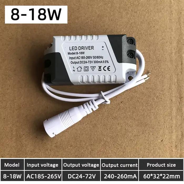 Pilote LED 300mA 8-24W/18W, transformateur d'éclairage, panneau de plafonnier, adaptateur d'alimenta