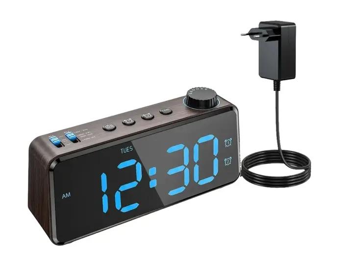Réveil Numérique Radio FM avec Grand Écran LED
