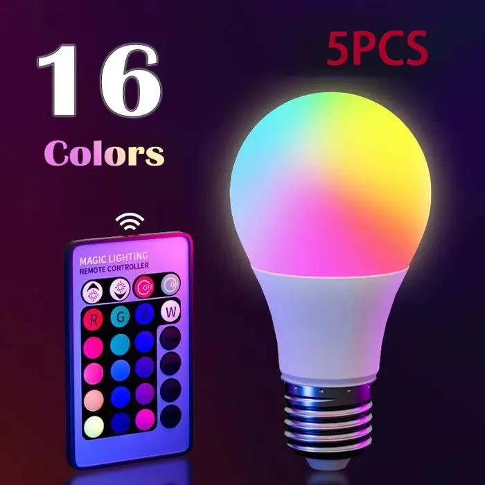 Ampoule LED multicolore RGB avec 16 couleurs RVB éclairage domestique adaptable pour ambiances variées occasions familiales et amicales