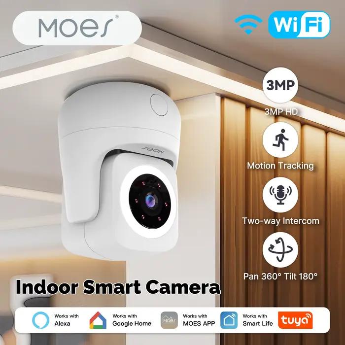 MOES Tuya Caméra de sécurité domestique intelligente intérieure 3MP 360 ° Poêle 180 ° La surveillance WiFi inclinable