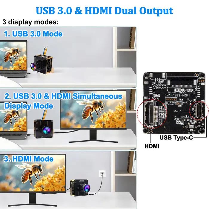 ELP 4K 60fps USB3.0 caméra HDMI IMX415 3840*2160 Webcam haute vitesse 38x38mm Mini