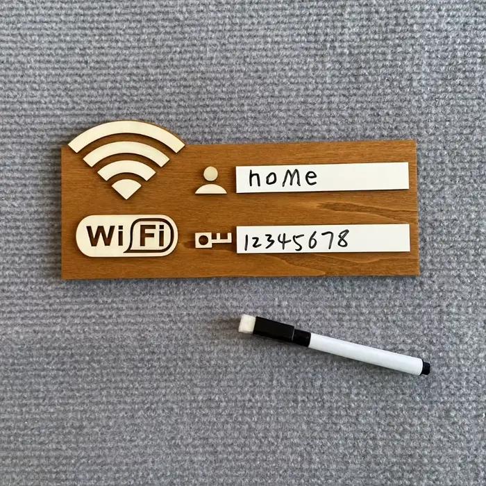 Panneau de mot de passe Wifi en bois Vintage