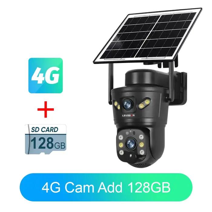 Caméra solaire extérieure LS VISION 4G/WiFi avec surveillance nocturne full color, interphone bidirectionnel et système de suivi humanoïde pour sécurité résidentielle et commerciale