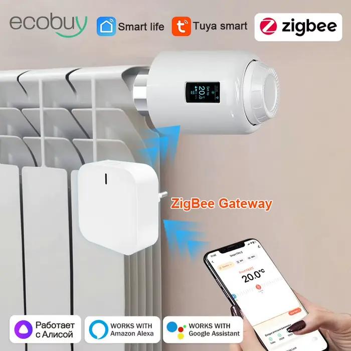 Vanne thermostatique Tuya Zigbee pour contrôle de température intelligent compatible avec Google Home et Amazon Alexa pour système de chauffage moderne et confort thermique optimal
