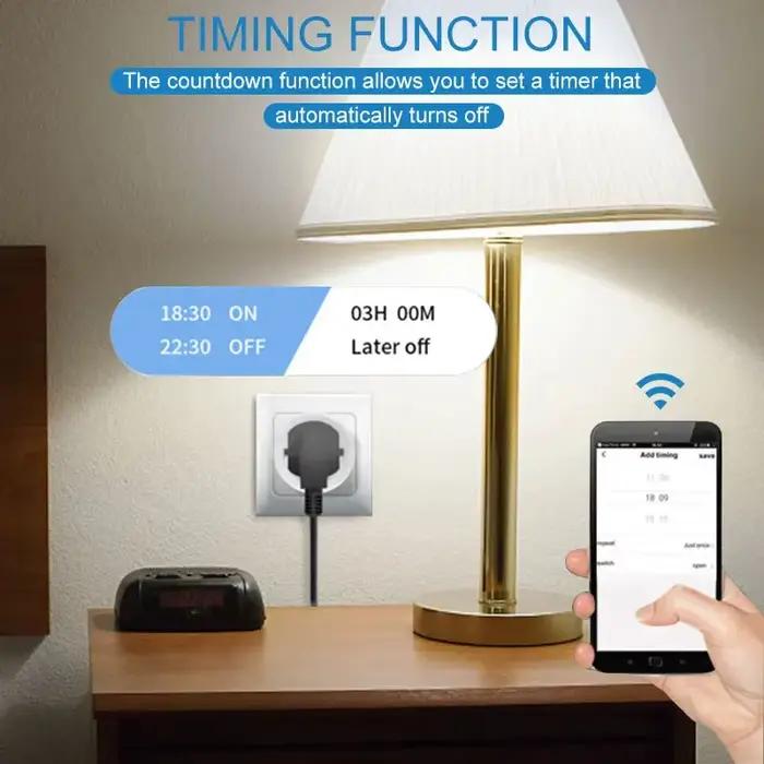 Prise connectée WiFi 20A UE avec contrôle à distance minuterie surveillance de la consommation prise en charge vocale Google Home Alexa pour une maison intelligente moderne et sécurisée